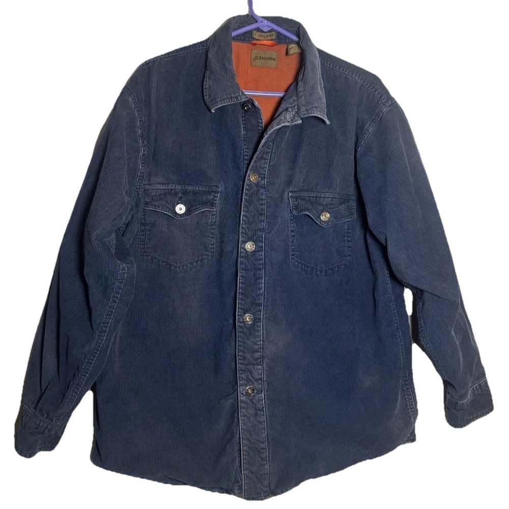 VTG St. John's Bay Women's Blue Corduroy Jacket Flannel Lined Button Front Med